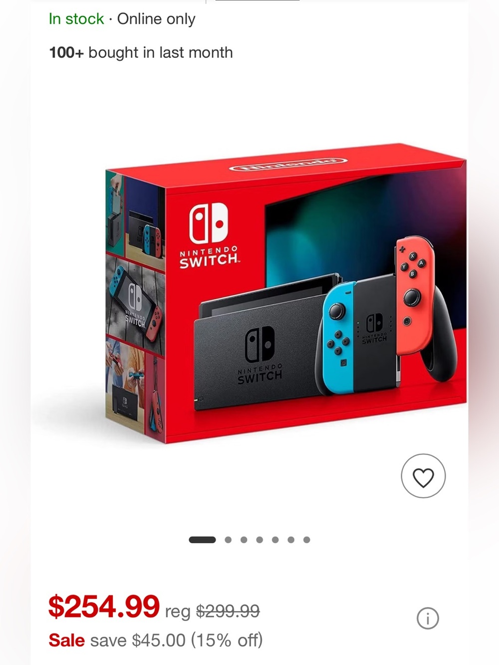 Unopened.
Nintendo Switch with Neon Blue and Neon Red Joy‑Con